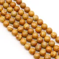 Polished round natural wood grain stone loose beads for DIY jewelry making - Tiny Size Style