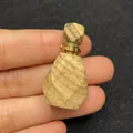 Ciondolo bottiglia di profumo in pietra naturale con taglio sfaccettato e gancio oro - Stile 2 / Diaspro