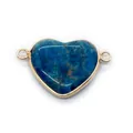 Blue natural stone heart pendant with gold plated bezel and dual connection rings - No. 16 (Blue Stone)