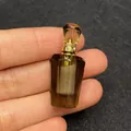 Mini ciondolo a forma di boccetta di profumo in cristallo ambrato con anello dorato - Stile 6 / Quarzo fumé
