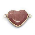 Pink natural stone heart pendant connector with gold plated frame for DIY jewelry - No. 18 (Pink Natural Stone)
