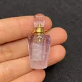 Pendaglio mini flacone di profumo in ametista sfaccettata con tappo in metallo dorato - Stile 6 / Ametista