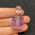 Mini ciondolo a boccetta di profumo in ametista viola con collo in metallo dorato - Stile 8 / Ametista