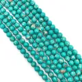 Polished round turquoise imperial stone beads with natural brown matrix for DIY jewelry - Small Round Beads