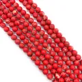 Macro detail of red imperial stone beads with natural marble texture for DIY jewelry - Small Round Beads / Red Textured