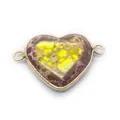 Heart-shaped yellow imperial stone connector with gold plating for DIY jewelry making - No. 32 (Yellow-Red-Brown Texture)