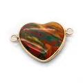 Colorful heart-shaped natural stone connector with golden rim for DIY jewelry - No. 3 (Colorful Quicksand Texture)