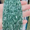 Détail de perles cylindriques en pierre naturelle verte avec texture marbrée pour bijoux - Agate Feuille de Bambou (Vert Et Blanc Marbré) / 2x4mm