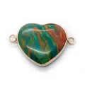 Heart-shaped emperor stone connector with colorful marble pattern and gold metal frame - No. 4 (Colorful Marble Texture)
