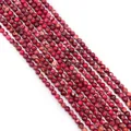 Perle rotonde in pietra imperiale rossa con trama marmorizzata per creazione gioielli DIY - N. 14 (Texture Rosso Bianco Magenta)