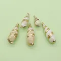 Five-piece set of natural white conch shell pendants with gold plated edges for DIY jewelry - Style 1 / 15x29-15x46mm