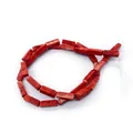 Perle rettangolari in pietra naturale rossa con venature scure per gioielli fai-da-te - Stile corallo sintetico rosso
