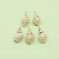Natural white conch shell pendants with gold plated edges for DIY jewelry making - Sea Snail Style (No.1)