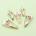 Natural seashell pendants with gold plated edges for DIY jewelry making five pieces set - Gold Edge White