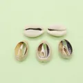 Set of 5 natural cowrie shells with original and sliced forms for DIY jewelry making - Cut-Back Style (No.1)