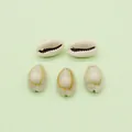 Five natural cowrie shells with yellow ring patterns for DIY jewelry making accessories - No.1-Creamy White (1006-B230309032) / 9x12mm