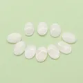 Set of 10 oval white mother of pearl shell cabochons for DIY jewelry making - Oval White Style