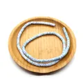 Flat round light blue shell heishi beads with purple spots for DIY jewelry making - Light Blue Spotted
