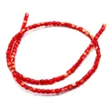 Fil de perles de coquillage carrées rouges teintes avec texture pour création de bijoux DIY - 3-4mm / Rouge (Couleur 2)
