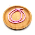 Flat round natural shell heishi beads in dyed pink for DIY jewelry making crafts - Pink