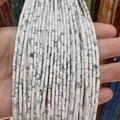Perles cylindriques en marbre blanc pour la fabrication de bijoux DIY et colliers - Turquoise Blanche (Howlite) / 2x4mm