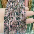 Perles cylindriques en pierre naturelle rhodonite rose et noire pour bijoux DIY - Rhodonite avec Lignes Noires / 2x4mm