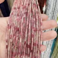 Perles cylindriques en pierre naturelle rose pour la création de bijoux DIY - Rhodochrosite / 2x4mm