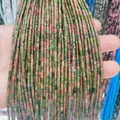 Perles cylindriques en pierre naturelle d'unakite pour bijoux DIY aux motifs vert et rouge - Unakite / 2x4mm