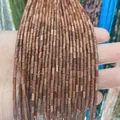 Perles cylindriques en pierre de sable brun doré scintillant pour bijoux DIY et colliers - Pierre de Sable d'Or / 2x4mm