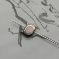 Cat-shaped natural shell bead with rainbow luster on needle for DIY necklace jewelry - Vertical Hole Cat Head / Black