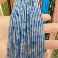 Perles cylindriques en pierre naturelle bleu foncé en fil vertical pour bijoux DIY - Aventurine Bleue / 2x4mm