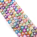Natural heart shell beads with colorful evil eye patterns for DIY necklace and bracelet - Vertical Hole Heart Shape / 12mm