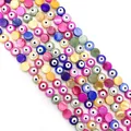 Close-up of colorful shell evil eye flower beads for DIY necklace and bracelet jewelry - Round Shape Type B