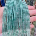 Perles cylindriques en pierre naturelle vert clair pour colliers et bijoux DIY - N°1 Aventurine Verte (Vert Clair) / 2x4mm
