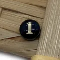 Flat round black shell bead with golden number one for DIY jewelry making - Number 1 / Black