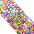 Colorful square natural shell evil eye beads for DIY jewelry necklaces and bracelets - Square