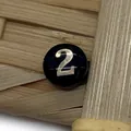 Flat round black shell bead with gold number 2 for DIY jewelry making and crafts - Number 2 / Black