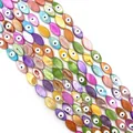Marquise shell beads with colorful evil eye patterns for DIY jewelry necklace making - Marquise