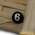 Flat round shell bead in black finish with golden number six for DIY jewelry making - Number 6 / Black