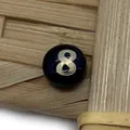 Polished black round bead with white number 8 billiard style for DIY jewelry making - Number 8 / Black