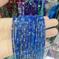 Perles cylindriques en lapis-lazuli bleu profond avec texture naturelle pour bijoux DIY - Lapis-lazuli / 2x4mm