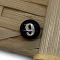 Polished black round bead featuring a golden number 9 for DIY jewelry making - Number 9 / Black