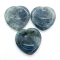Pierres de labradorite naturelle polies en forme de cœur pour bijoux DIY - Labradorite (Flash Noir)