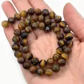 Polished natural tiger eye stone beads with golden brown chatoyancy for DIY jewelry - 6mm / Yellow Tiger's Eye