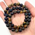 Natural mixed blue and brown tiger eye stone beads for DIY jewelry bracelet making - 6mm / Blue Yellow Mixed Tiger's Eye