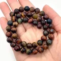 Polished natural red and gold tiger's eye stone beads for DIY jewelry making - 6mm / Tricolor Mixed Tiger's Eye