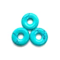 Flat turquoise stone donut pendants with black matrix veins for DIY jewelry making - Blue Turquoise