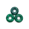 Set of three green malachite round donut pendants for DIY jewelry and earring crafts - Malachite