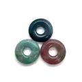 Three assorted natural moss agate and gemstone circle pendants in earthy green and brown tones - Moss Agate (No.5)