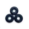Three pieces of deep blue goldstone donut beads with shimmering starry effect for DIY jewelry - Blue Sandstone